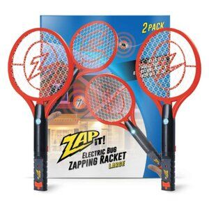 Zap It! Bug Zapper Rechargeable Racket, 4,000 Volt, USB Charging Cable, 2 Pack (